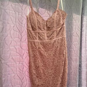 Lace blush color midi dress